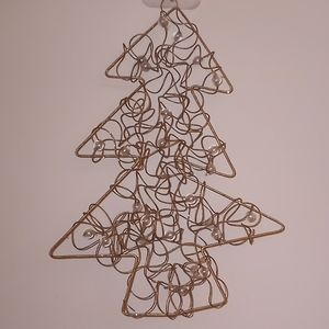 Vintage Gold Wire and Beaded Mesh Christmas Holiday Ornament